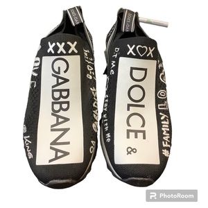 Dolce Gabbana Mens Sorrento Melt Black Graffiti Print Sz 10